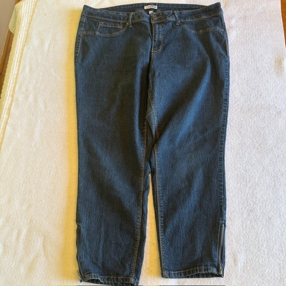 Bongo Plus Dark Wash Denim Jeans Womens Size 22W Blue Ankle Zip High Rise Casual